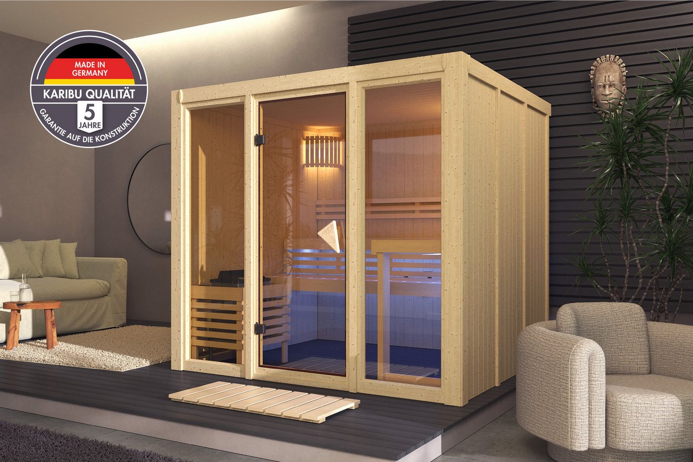 Karibu Sauna Alani 4, BxTxH: 216 x 199 x 198 cm, 68 mm, verschiedene Varianten Bild 5