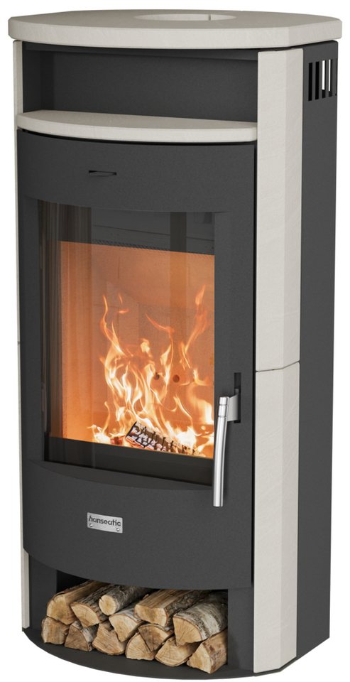 Hanseatic Kaminofen MAIA Naturstein Limestone, Lieferung bis ins Wohnzimmer, 6,2 kW, Zeitbrand, NEU und Exklusiv, toller Kontrast zwischen Stein und Stahl Bild 2