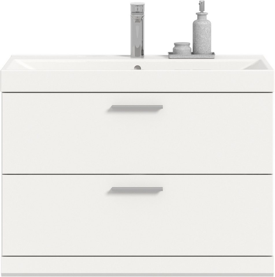 welltime Waschtisch SIENA, inklusive Keramik-Einsatzwaschbecken 61,81 oder 101 cm Breite (individuell durch weitere Artikel der Serie erweiterbar), Waschtischunterschrank inkl. Keramikbecken in 61,81 oder 101 cm Breite Bild 2