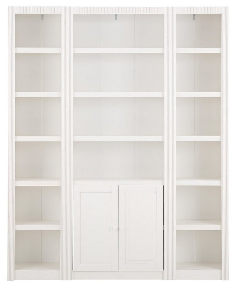 OTTO home Raumteilerregal Bergen, Bücherregal mit 18 Fächern und 2 Türen, 213cm hoch, 18 Fächern, 9 davon verstellbar mit 2 Holztüren, Breite 173,5 cm
