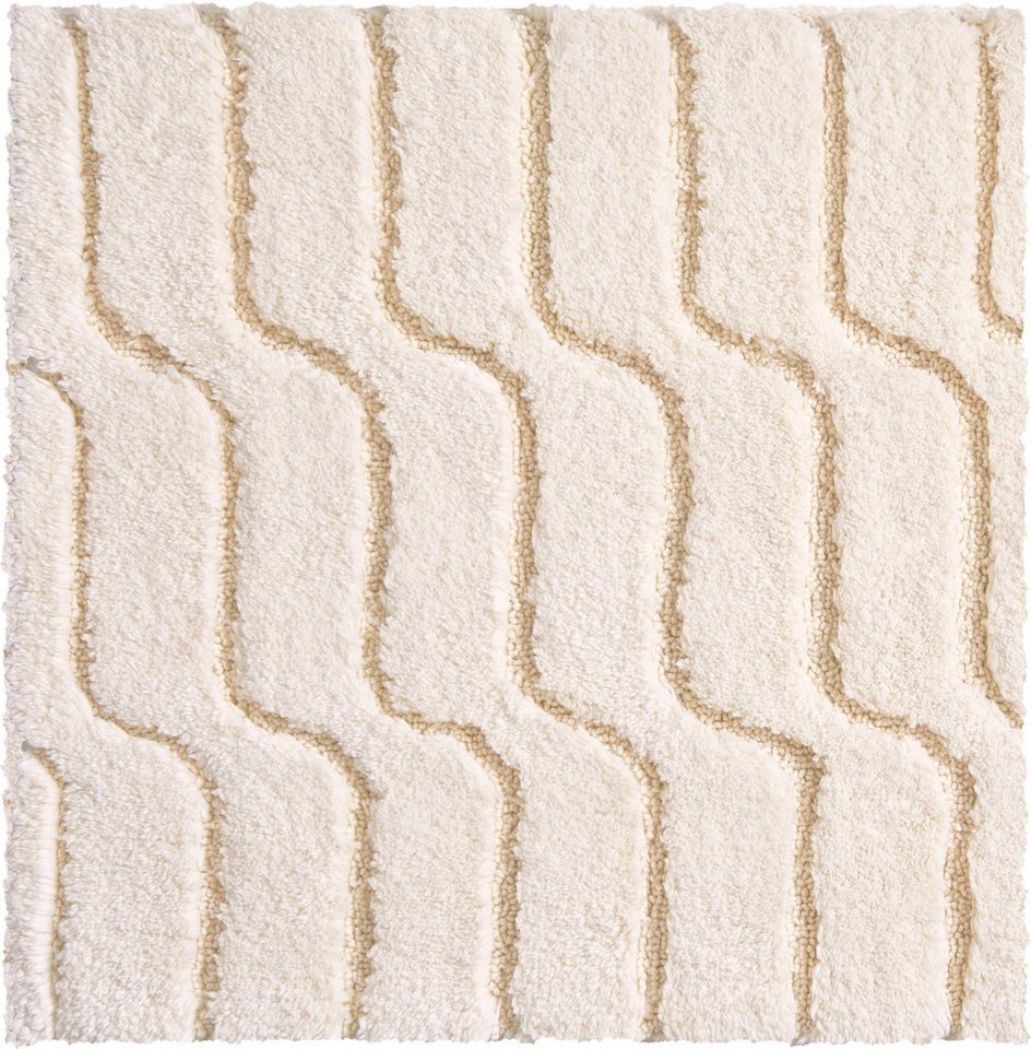 Grund Badematte Vogue, Höhe 24 mm, rutschhemmend beschichtet, fußbodenheizungsgeeignet, Baumwolle, rechteckig, dichter Flor, Hoch-Tief-Effekt, Wellen-Design