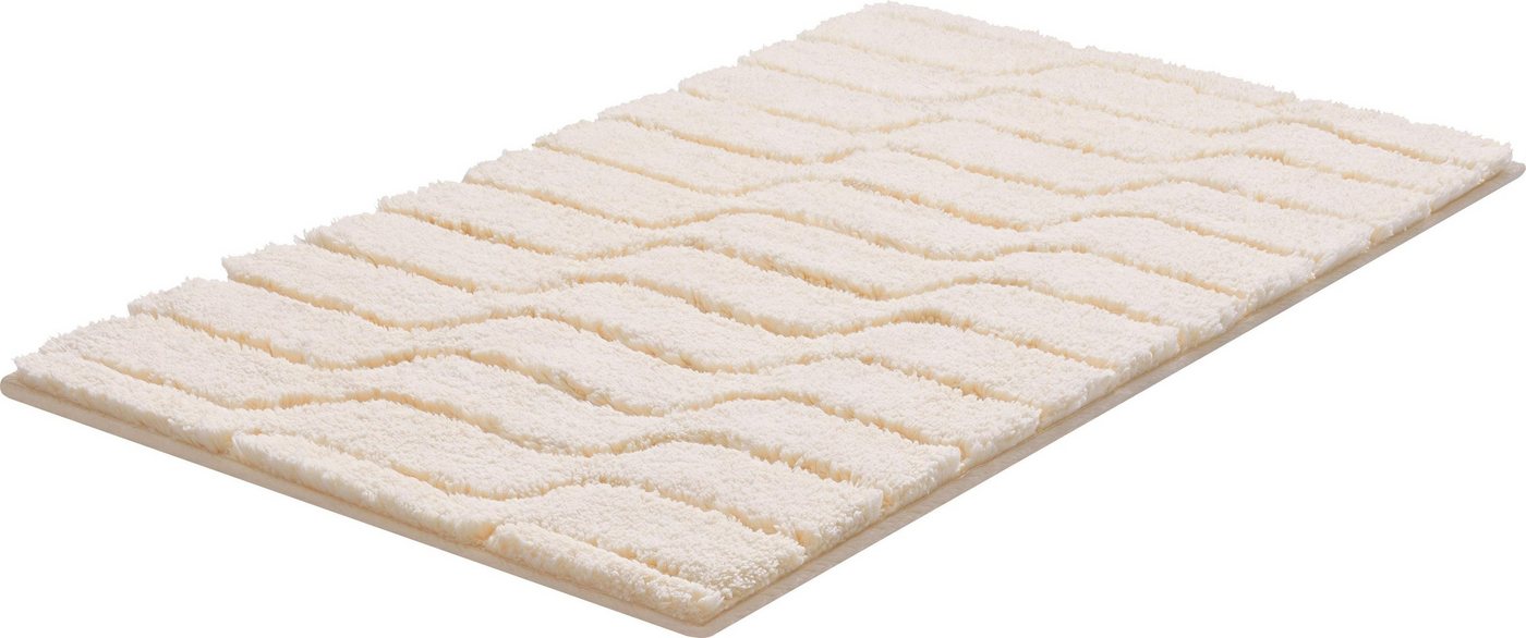 Grund Badematte Vogue, Höhe 24 mm, rutschhemmend beschichtet, fußbodenheizungsgeeignet, Baumwolle, rechteckig, dichter Flor, Hoch-Tief-Effekt, Wellen-Design Bild 2