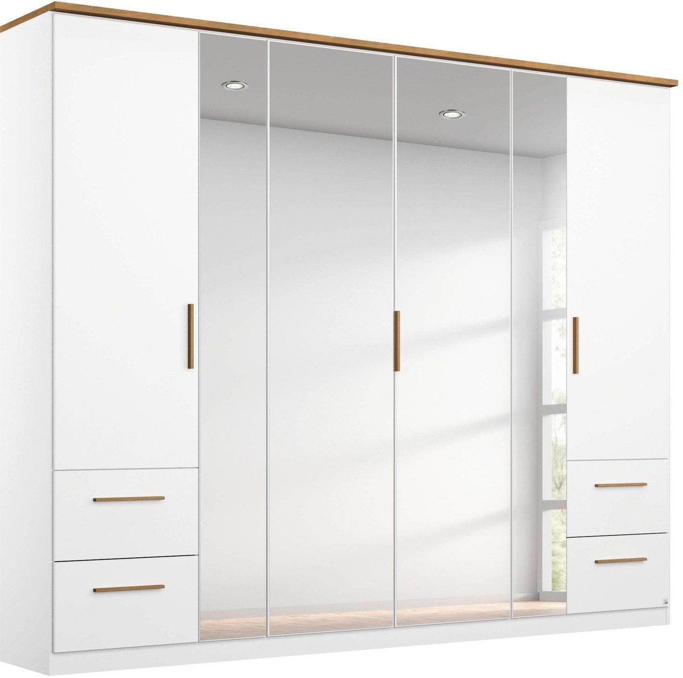 rauch Drehtürenschrank Kleiderschrank Schrank Garderobe Wäscheschrank Schlafzimmer CARLSSON (Breiten: 225/270 cm, Höhe 210 cm) 4 Schubladen, Griffe aus massiver Eiche, viel Stauraum MADE IN GERMANY Bild 5