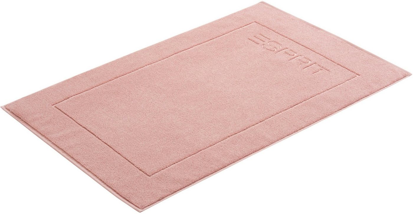 Esprit Badematte Solid, Höhe 1 mm, schnell trocknend, fußbodenheizungsgeeignet, Baumwolle, rechteckig, Badteppich, Uni Farben, mit Esprit Logo Stickerei Hotelmatte