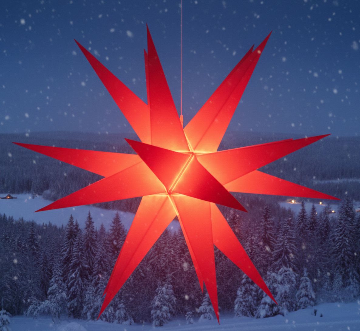 Guru-Shop LED-Stern für außen Melchior Outdoor II Rot, sehr stabiler 3D.., Leuchtmittel nicht inklusive