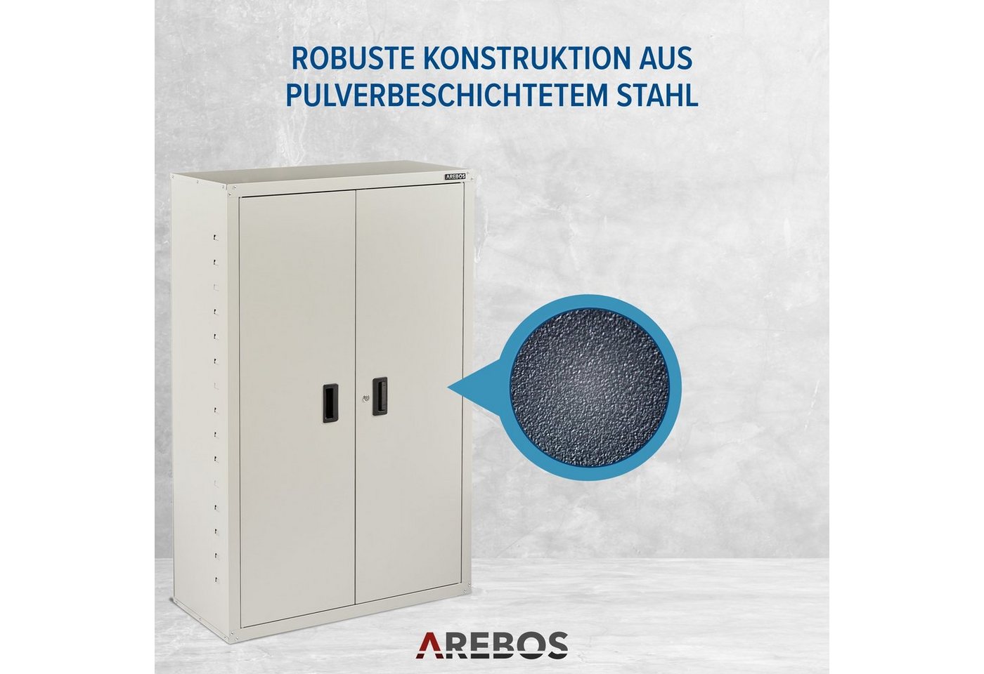Arebos Aktenschrank Büroschrank Materialschrank Stahlschrank 140x90x40 cm (Stück, grau) Max. Belastbarkeit: 40 kg / je Fach Bild 2