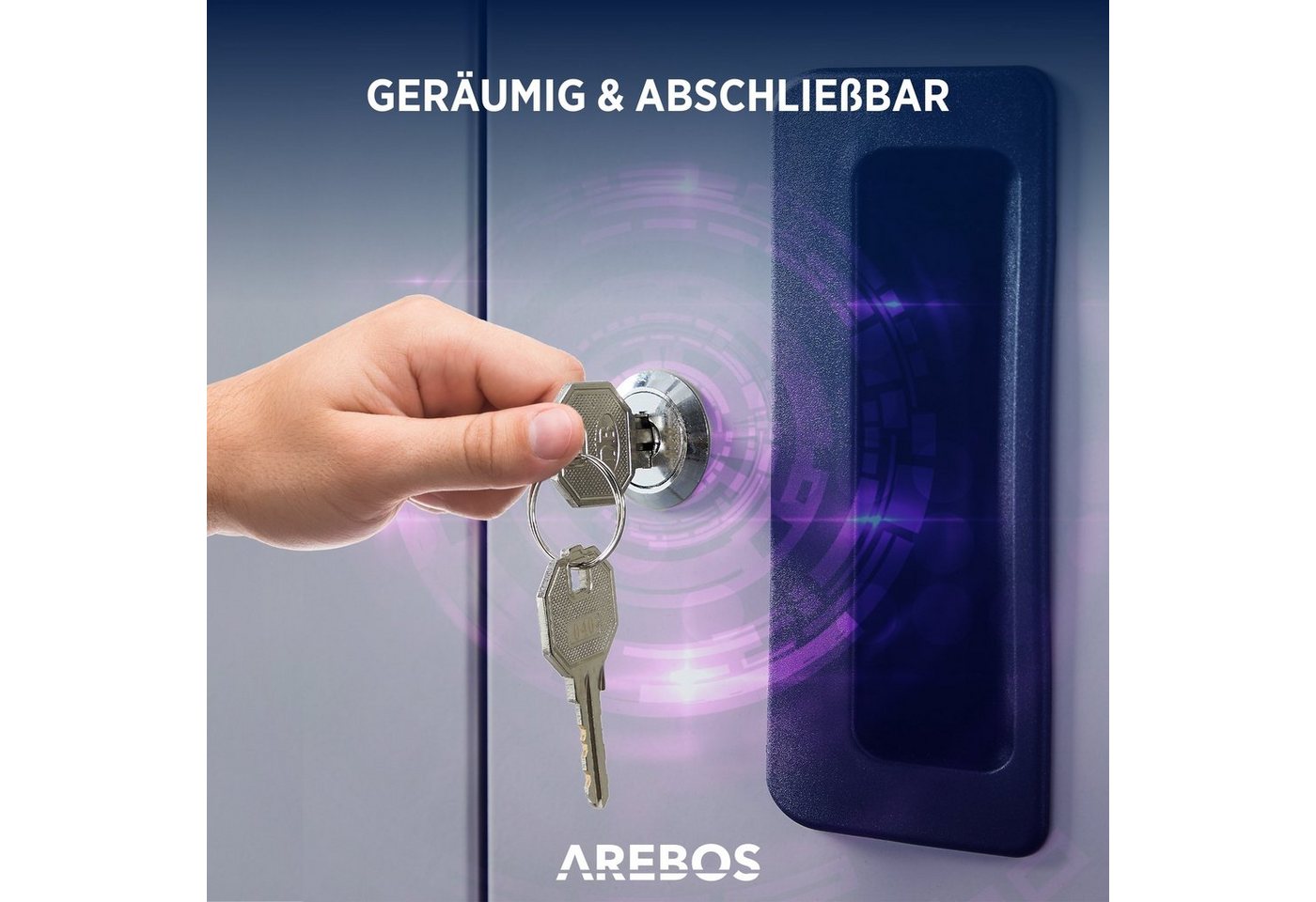 Arebos Aktenschrank Büroschrank Materialschrank Stahlschrank 140x90x40 cm (Stück, grau) Max. Belastbarkeit: 40 kg / je Fach Bild 5