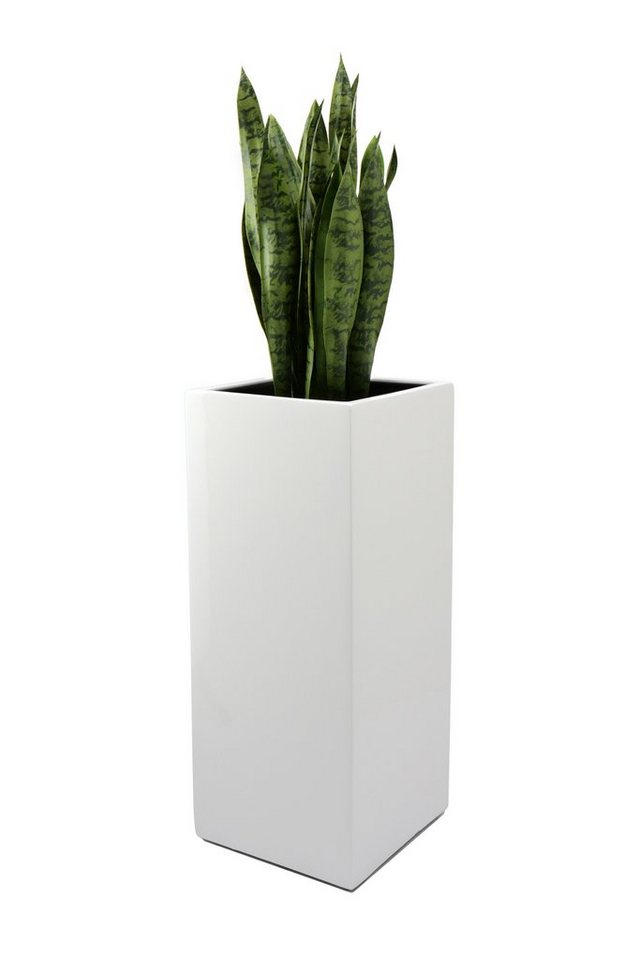 Flingora Bodenvase Temple, mit Einsatz - Fiberglas - Indoor & Outdoor - Weiß - Höhe 75 cm Bild 4