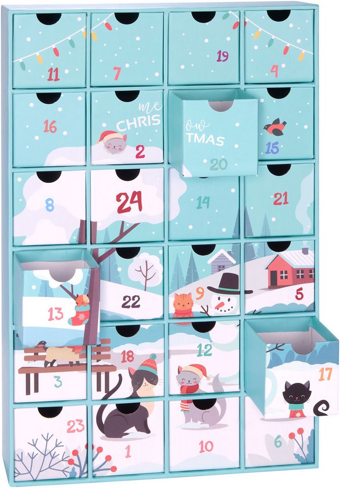 BRUBAKER befüllbarer Adventskalender DIY Weihnachtskalender für Katzen zum Befüllen - Haustier Kalender (mit 24 Türchen, 1-tlg), Kalender für Leckerlis Snacks Süßigkeiten Bild 4