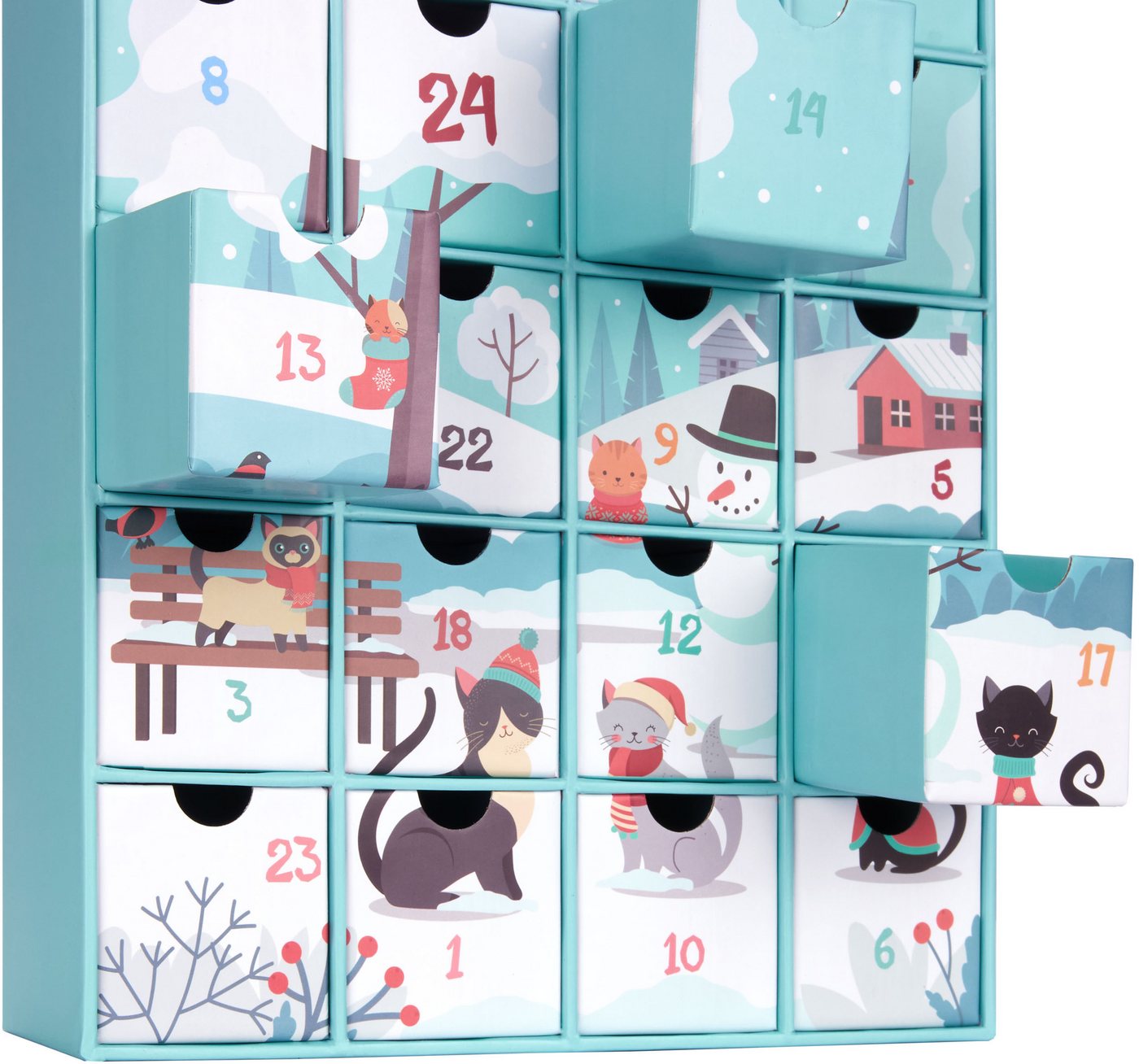 BRUBAKER befüllbarer Adventskalender DIY Weihnachtskalender für Katzen zum Befüllen - Haustier Kalender (mit 24 Türchen, 1-tlg), Kalender für Leckerlis Snacks Süßigkeiten Bild 5