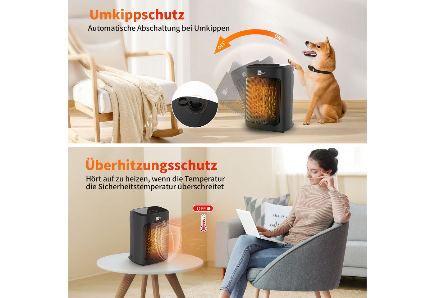 AECO Heizlüfter EcoHeat Core, 2000 W Bild 2