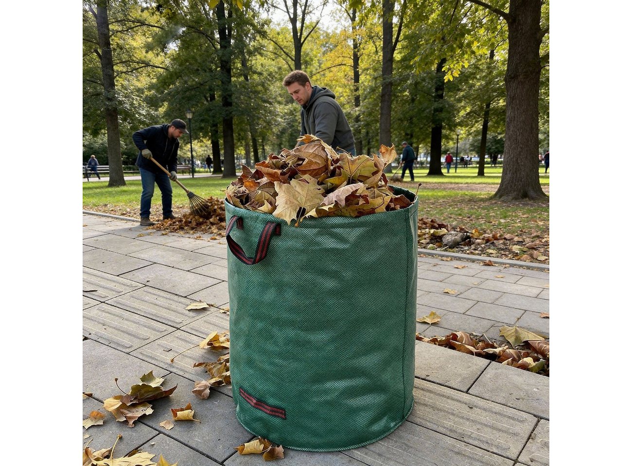 GARTENWÄCHTER Gartensack Gartenabfallsack - GARTENWÄCHTER - PP 150 g/m² m - ca. 272 l, für Hobbygärtner, Gartenprofis, 272 l, (2-tlg), Wiederverwendbar, faltbar, selbststehend, Tragegriffe Bild 3