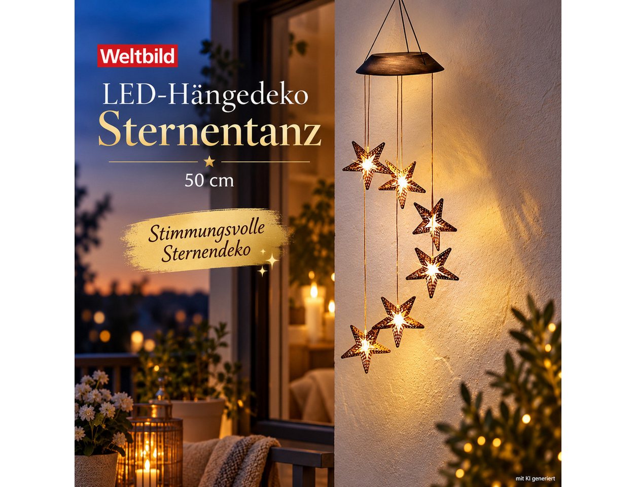 Weltbild LED Dekolicht LED-Hängedeko Sternentanz 50 cm Weihnachtsdeko Hängedekoration Stern, LED Beleuchtung Weihnachtsbeleuchtung Fensterdeko Wanddeko Tischdeko