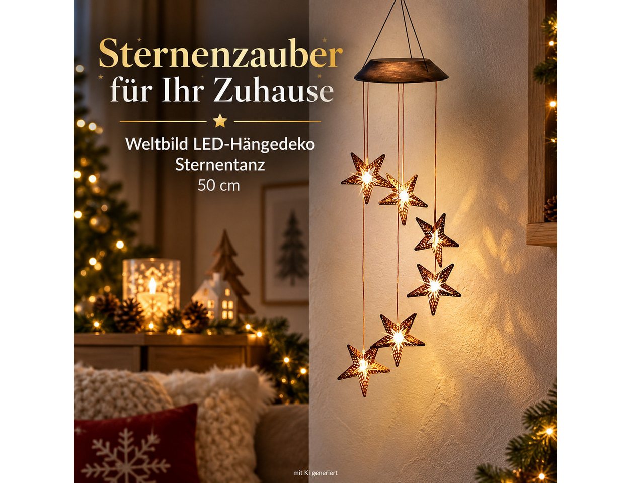 Weltbild LED Dekolicht LED-Hängedeko Sternentanz 50 cm Weihnachtsdeko Hängedekoration Stern, LED Beleuchtung Weihnachtsbeleuchtung Fensterdeko Wanddeko Tischdeko Bild 3
