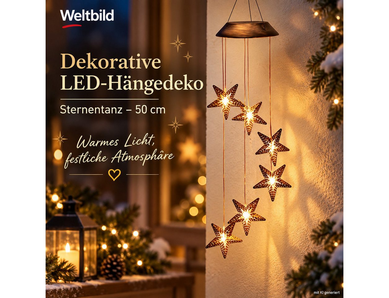 Weltbild LED Dekolicht LED-Hängedeko Sternentanz 50 cm Weihnachtsdeko Hängedekoration Stern, LED Beleuchtung Weihnachtsbeleuchtung Fensterdeko Wanddeko Tischdeko Bild 4