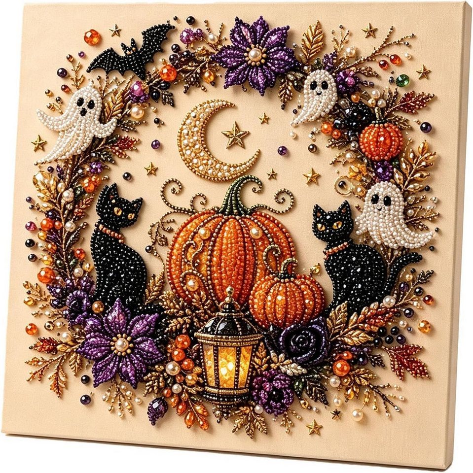 CLTYQ Kreativset DIY-Kreativset für ein Halloween-Geister-Perlenbild, Halloween-Bastelset für Erwachsene, Kinder und Anfänger Bild 5