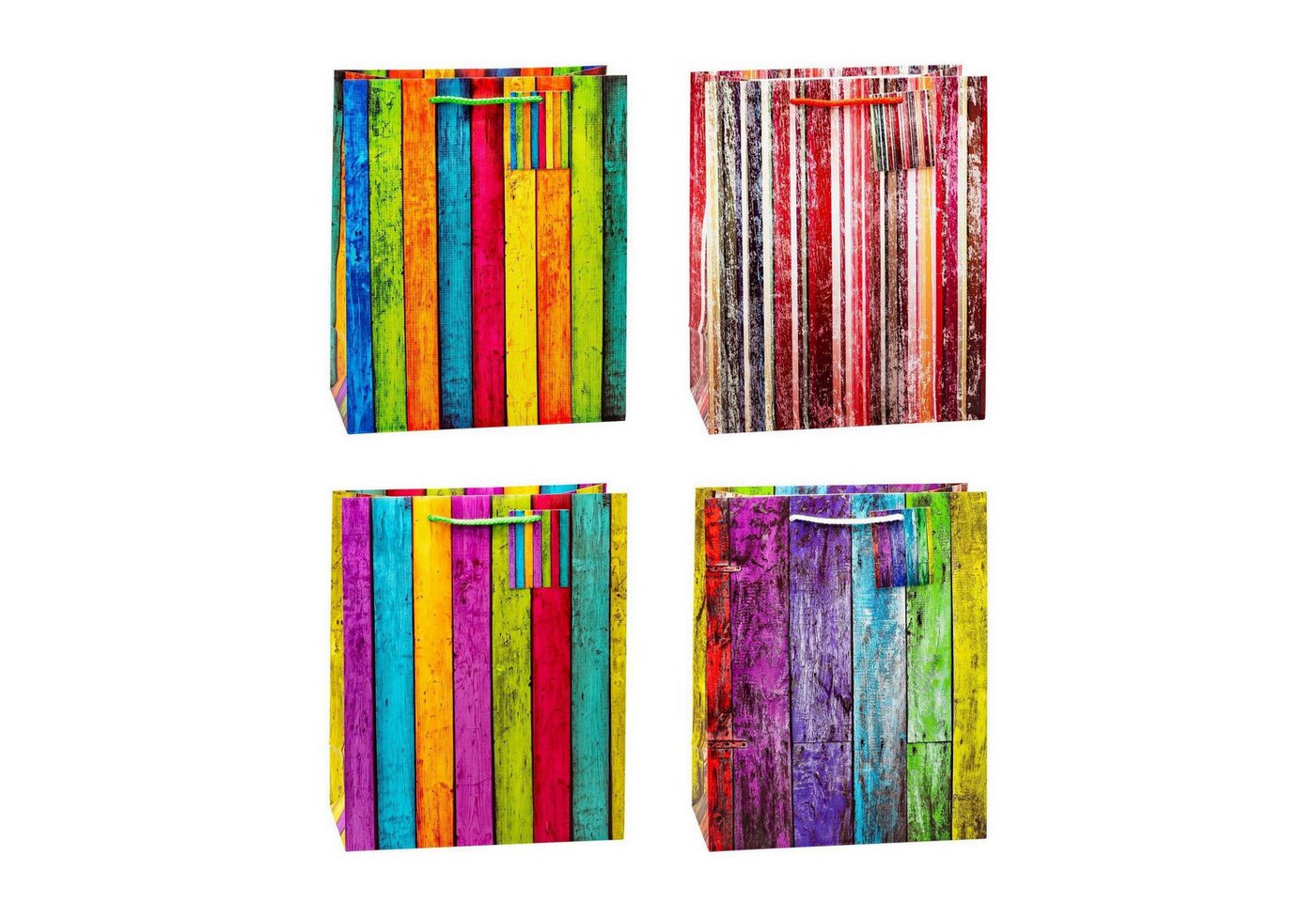 TSI Geschenktüten TSI 12er Set Geschenktüten groß 32x26x13,5 CM STREIFEN neutral modern
