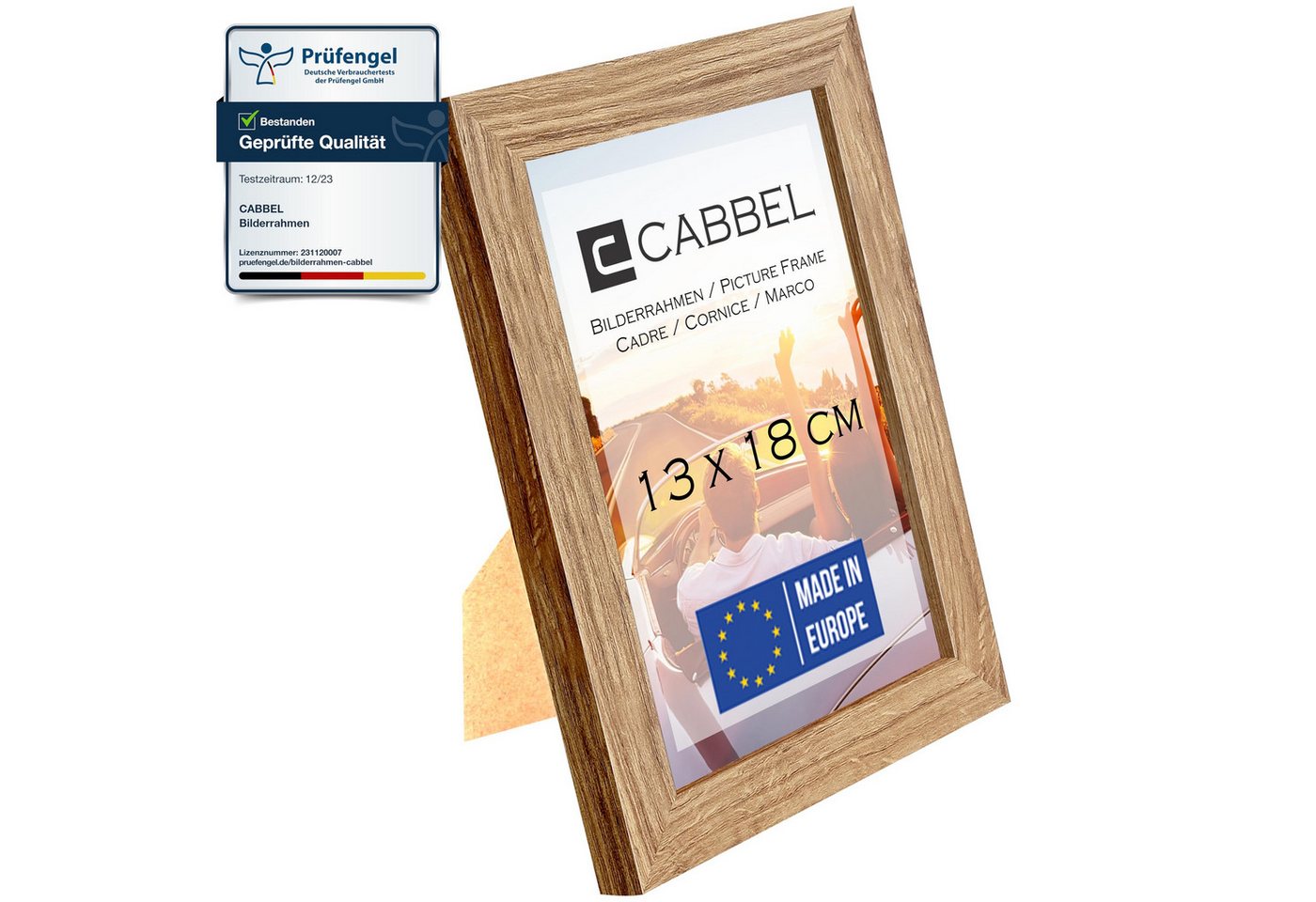 CABBEL Bilderrahmen MDF Holzrahmen Fotorahmen modern Collagen Foto Poster Galerie Wanddeko, für 1 Bilder (1 St), 13x18 cm Eiche Wohnzimmer elegant Schmal Fotogalerie Schlafzimmer Bild 2
