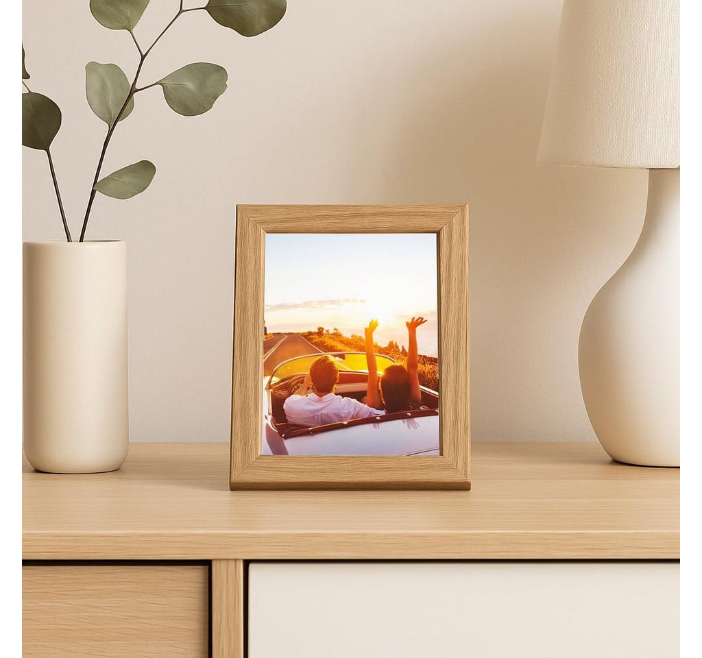 CABBEL Bilderrahmen MDF Holzrahmen Fotorahmen modern Collagen Foto Poster Galerie Wanddeko, für 1 Bilder (1 St), 13x18 cm Eiche Wohnzimmer elegant Schmal Fotogalerie Schlafzimmer Bild 3
