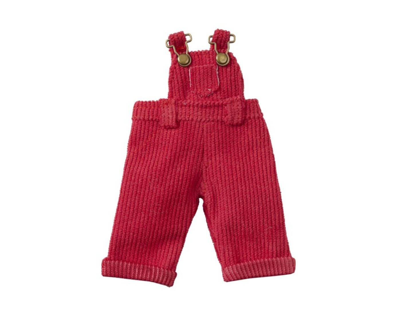 HobbyFun Wichteltür Miniatur Latzhose, rot, Cord - Wichtel- und Puppenstube