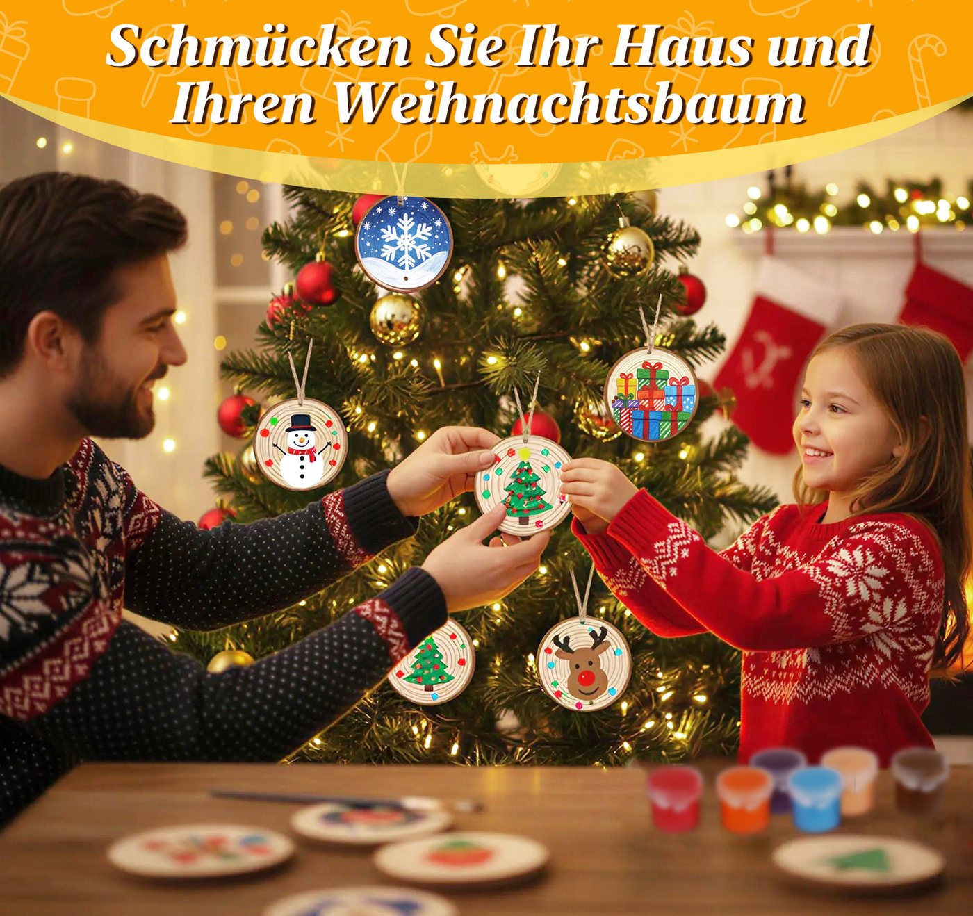 lindahandel Kreativset 201 Stück Holzscheiben zum Bemalen DIY Set Bastelset für Kinder Malen, (201-tlg), Basteln DIY Bemalen, Kreativ Geburtstag Geschenk, Geschenkidee
