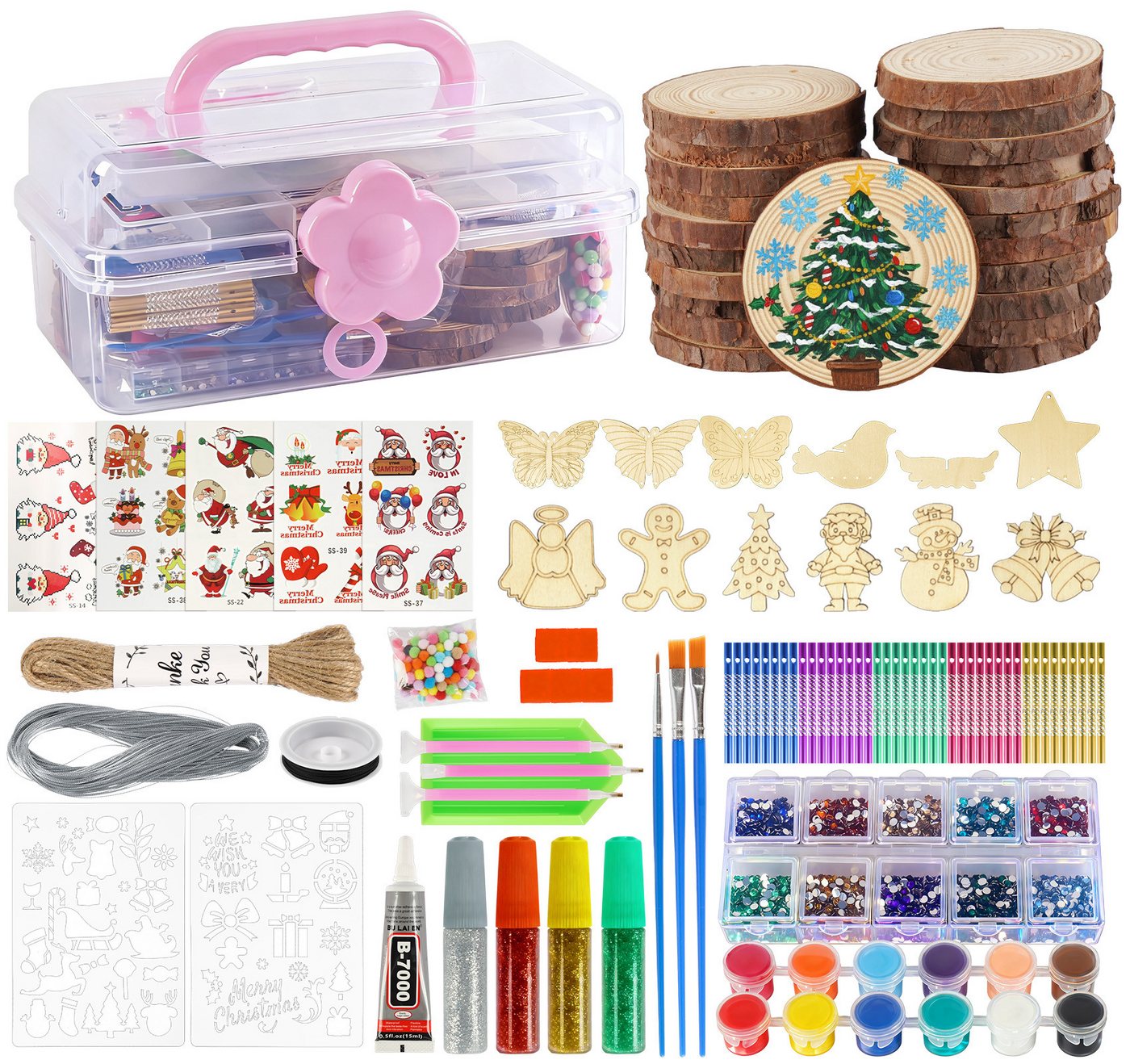 lindahandel Kreativset 201 Stück Holzscheiben zum Bemalen DIY Set Bastelset für Kinder Malen, (201-tlg), Basteln DIY Bemalen, Kreativ Geburtstag Geschenk, Geschenkidee Bild 4