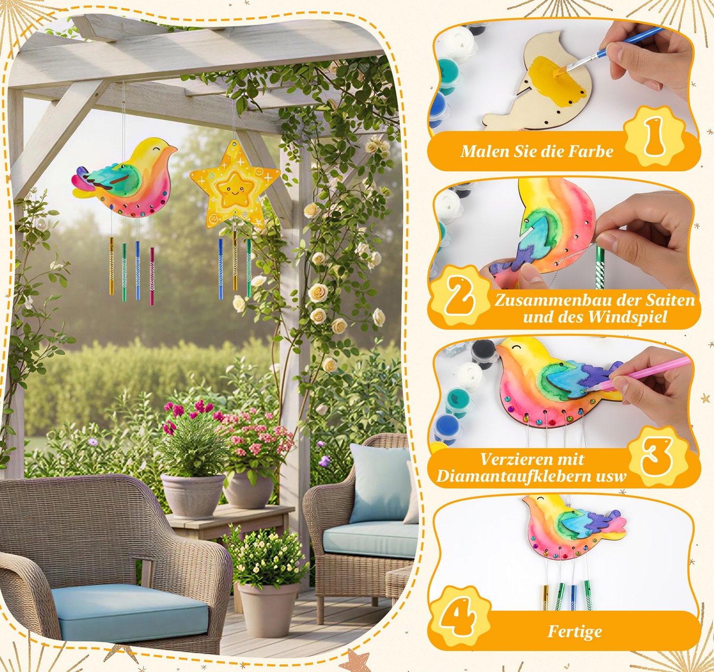 lindahandel Kreativset 201 Stück Holzscheiben zum Bemalen DIY Set Bastelset für Kinder Malen, (201-tlg), Basteln DIY Bemalen, Kreativ Geburtstag Geschenk, Geschenkidee Bild 5