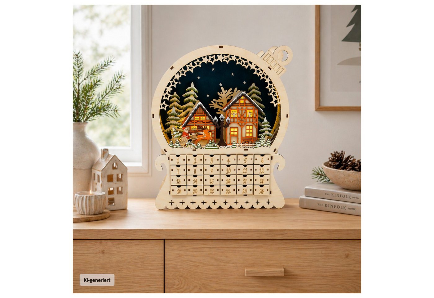 HTI-Living befüllbarer Adventskalender Adventskalender Weihnachtskugel zum Befüllen (1 Stück, 1-tlg), Dekorativer Weihnachtskalender mit 24 Schubladen Bild 2