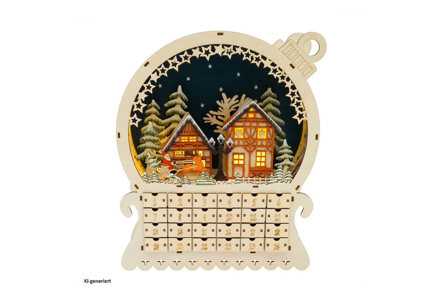 HTI-Living befüllbarer Adventskalender Adventskalender Weihnachtskugel zum Befüllen (1 Stück, 1-tlg), Dekorativer Weihnachtskalender mit 24 Schubladen Bild 3
