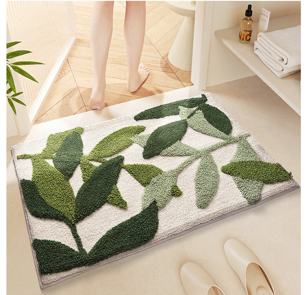 FANNOU Badematte saugfähige Badematte mit weichem Plüschflor und TPR-Rückseite, rutschhemmend beschichtet, Polyester, 40x60cm, maschinenwaschbare, Badematte für Dusche, Toilette und Gästebad Bild 2