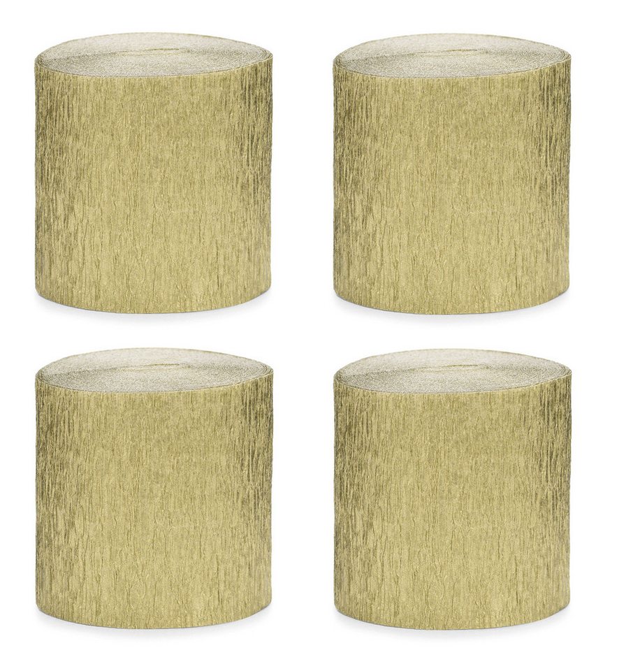 partydeco Designpapier, Krepppapier Rollen 5cm x 10m 4er Set Gold metallic Bild 2