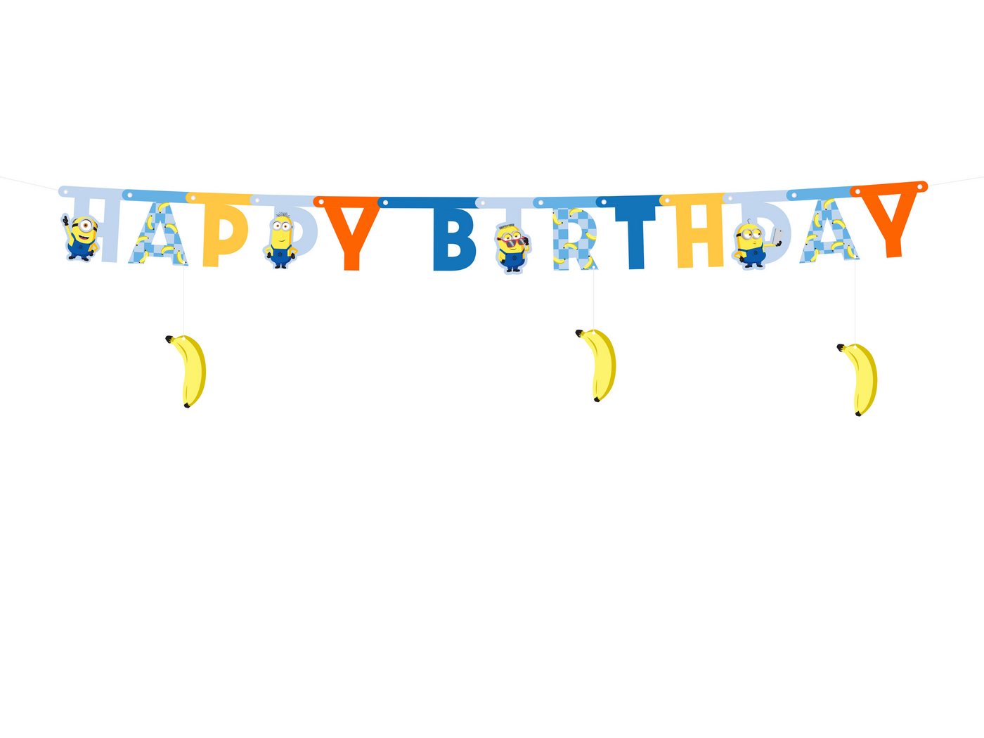 partydeco Girlande, Happy Birthday Girlande 153x50cm Minions Banner Blau / Gelb / Orange Bild 3