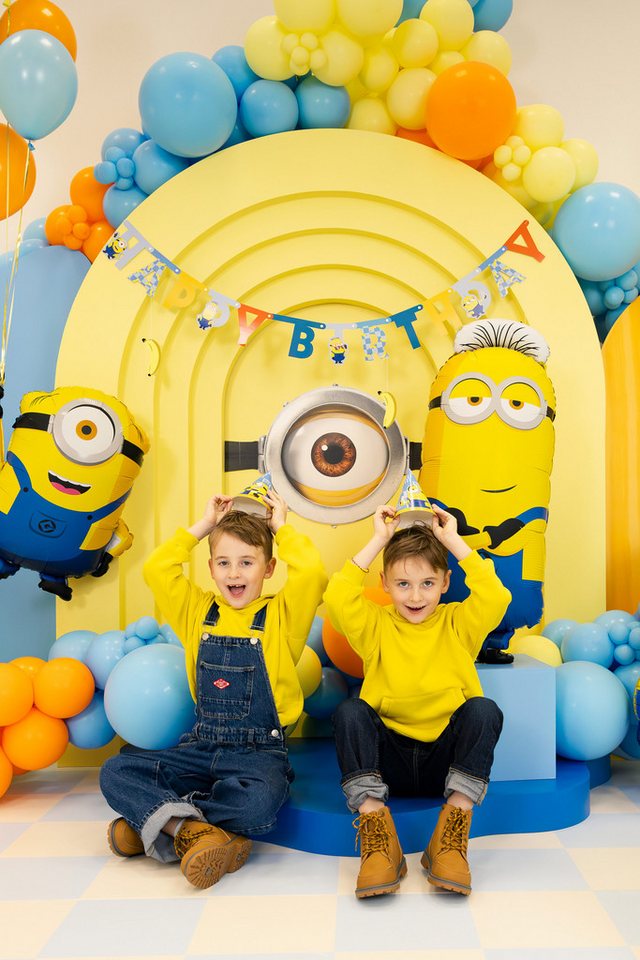 partydeco Girlande, Happy Birthday Girlande 153x50cm Minions Banner Blau / Gelb / Orange Bild 5