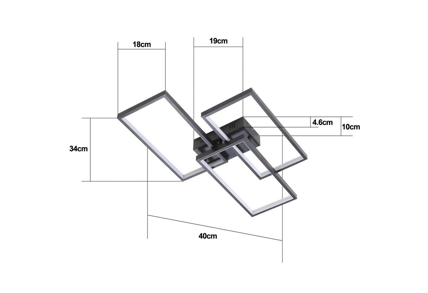 ZMH LED Deckenleuchte Wohnzimmerlampe aus Metall Modern-Design, Dimmer, LED fest integriert