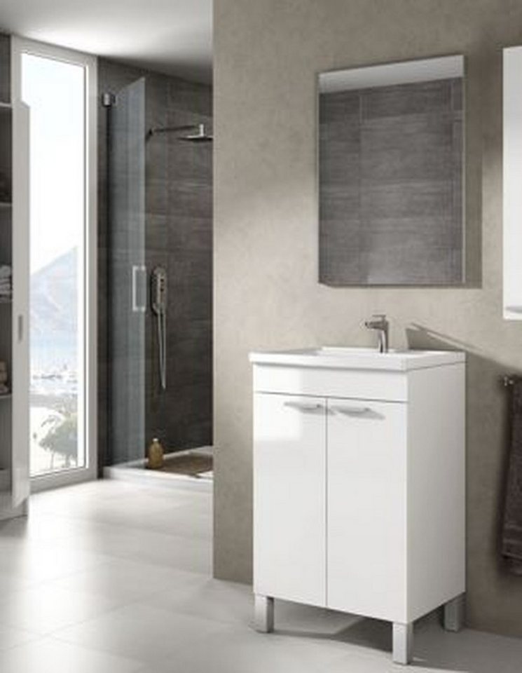 freiraum Waschbeckenunterschrank KONCEPT 50 in weiß glänzend - 50x80x40 (BxHxT)