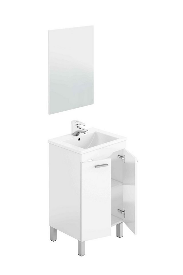 freiraum Waschbeckenunterschrank KONCEPT 50 in weiß glänzend - 50x80x40 (BxHxT) Bild 2