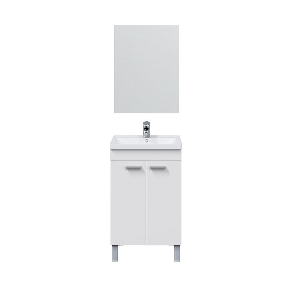 freiraum Waschbeckenunterschrank KONCEPT 50 in weiß glänzend - 50x80x40 (BxHxT) Bild 3