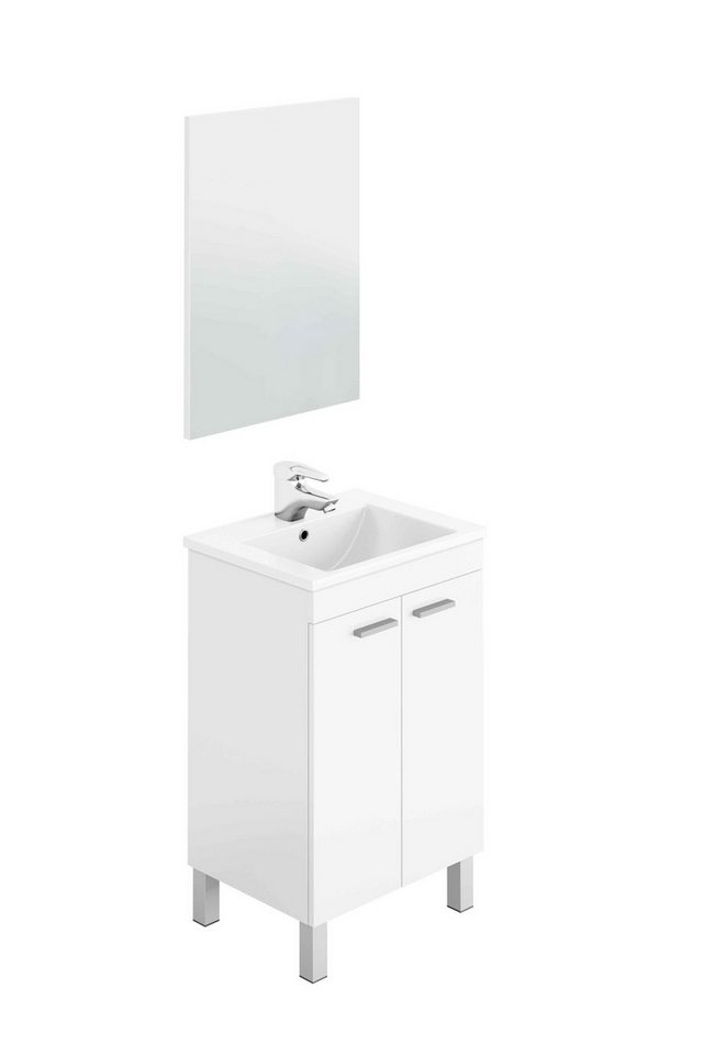 freiraum Waschbeckenunterschrank KONCEPT 50 in weiß glänzend - 50x80x40 (BxHxT) Bild 4
