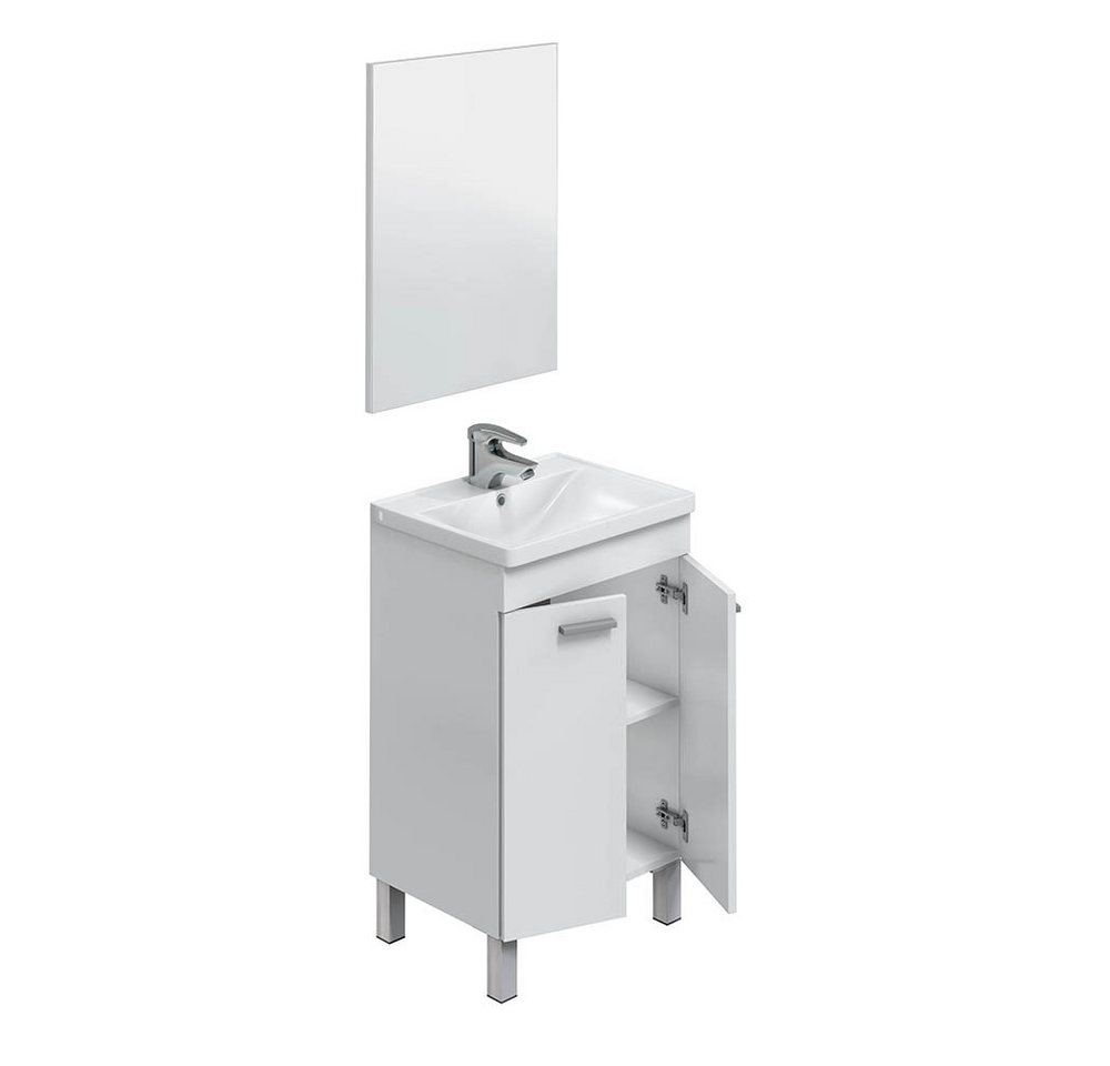 freiraum Waschbeckenunterschrank KONCEPT 50 in weiß glänzend - 50x80x40 (BxHxT) Bild 5
