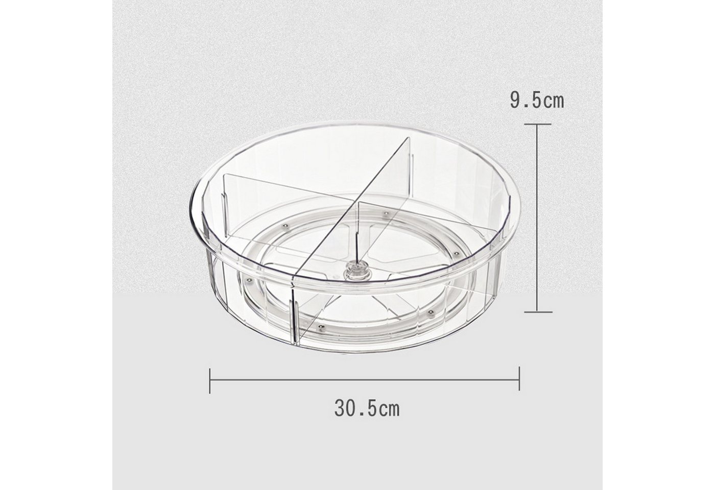 OSTWOLKE Gewürzregal 30cm Drehteller Kühlschrank Organizer für Flaschen, Gewürzen, 360° Drehbar, mit 4 abnehmbare Trennwände Bild 3