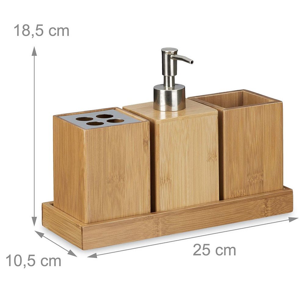 TUWENA Badaccessoire-Set 4-teiliges Badaccessoire-Set aus Bambus
