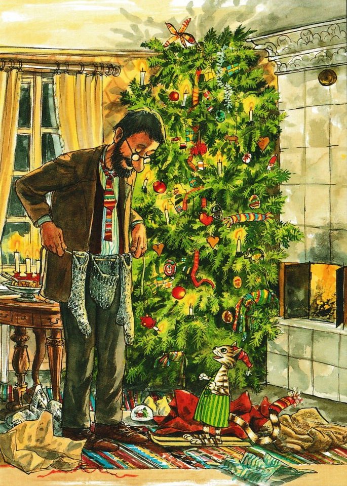 postkarten-universum.de Postkarte Postkarten-Set "Weihnachten mit Pettersson und Findus