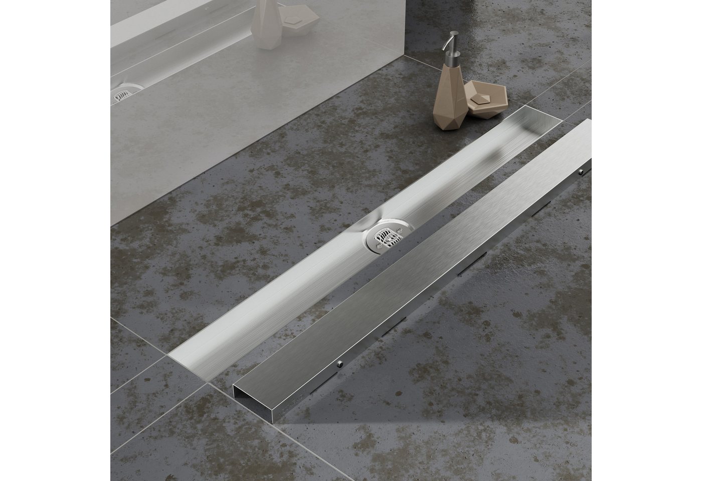 Aquabad® Duschrinne SDS Pro Edelstahl, Blende Bord mit Siphon, Komplett-Set, 1-St., Blende: Bord Bild 3