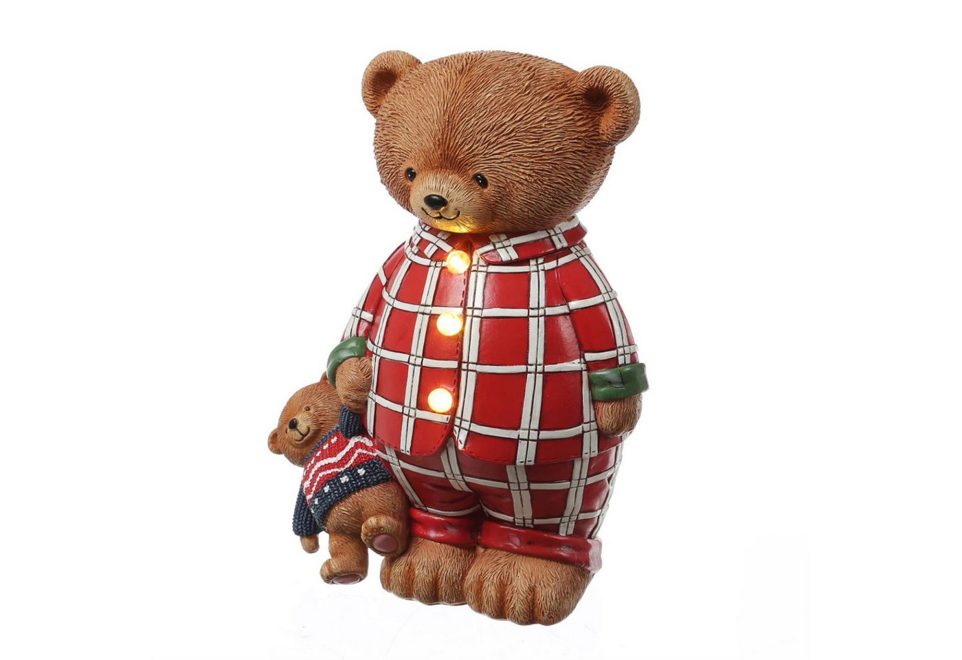 MARELIDA LED Dekofigur LED Bär Teddybär im Schlafanzug Weihnachtsdeko Dekofigur Batterie 24cm, LED Classic, warmweiß (2100K bis 3000K)