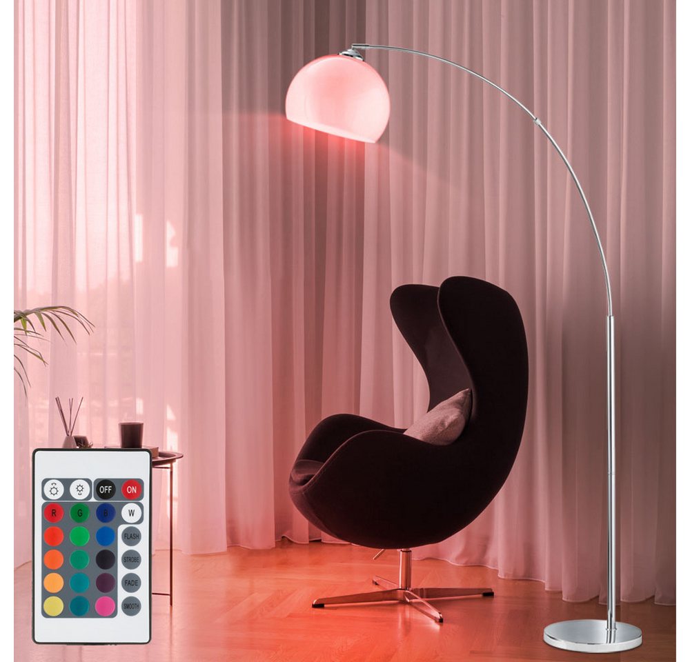 Reality Leuchten LED Stehlampe, Leuchtmittel inklusive, Bogenleuchte Stehleuchte Standlampe, Chrom, beweglich, LED RGB Bild 2