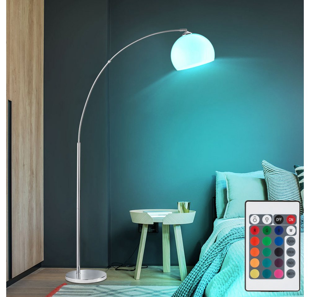Reality Leuchten LED Stehlampe, Leuchtmittel inklusive, Bogenleuchte Stehleuchte Standlampe, Chrom, beweglich, LED RGB Bild 3