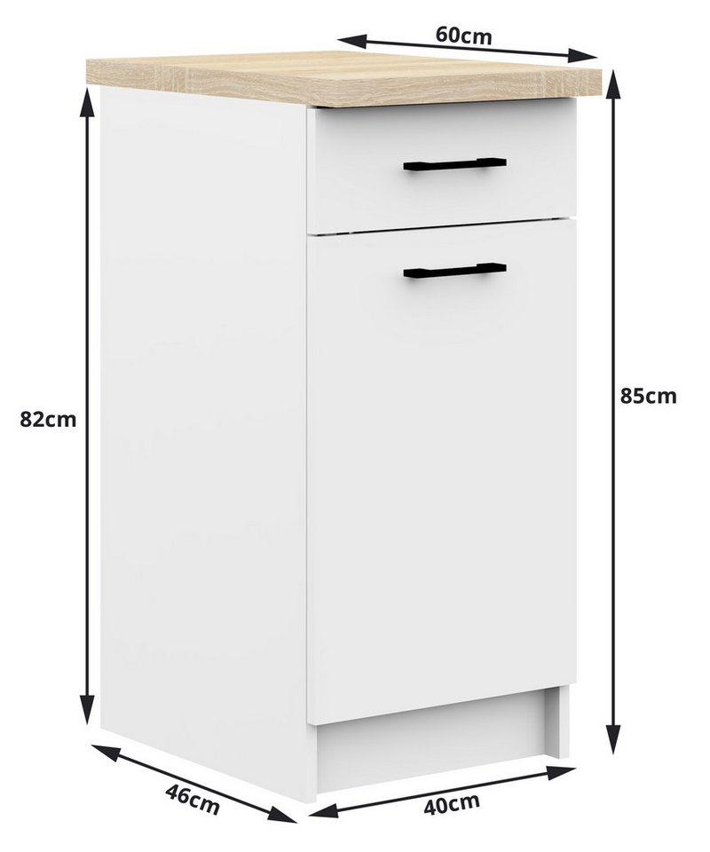 Raumhirsch Furniture Unterschrank Küchenunterschrank mit Arbeitsplatte Stilvolles Design Küchenmöbel (Viele Farbvarianten - Maße 40x85x46 cm) robuste Konstruktion Bild 4