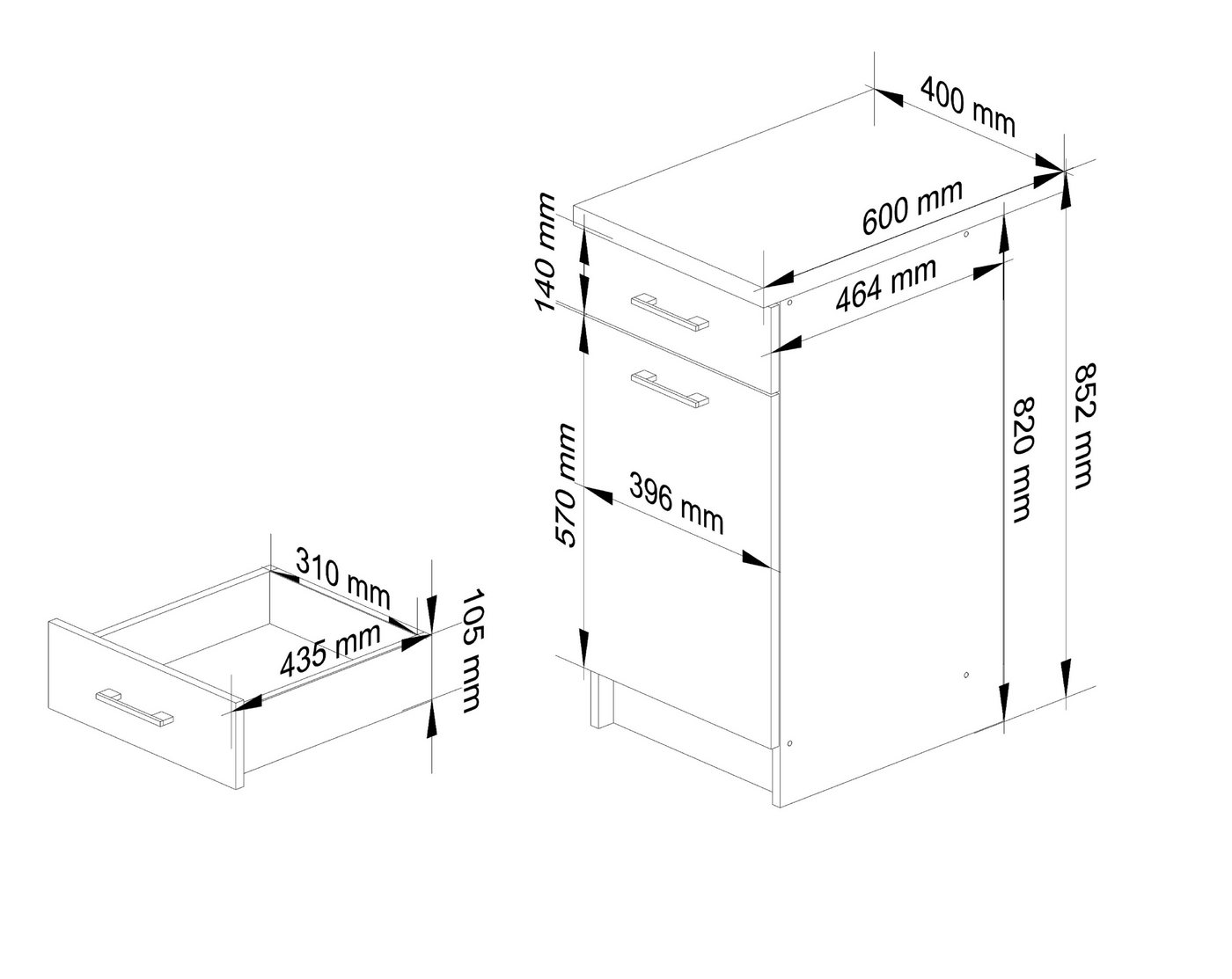 Raumhirsch Furniture Unterschrank Küchenunterschrank mit Arbeitsplatte Stilvolles Design Küchenmöbel (Viele Farbvarianten - Maße 40x85x46 cm) robuste Konstruktion Bild 5