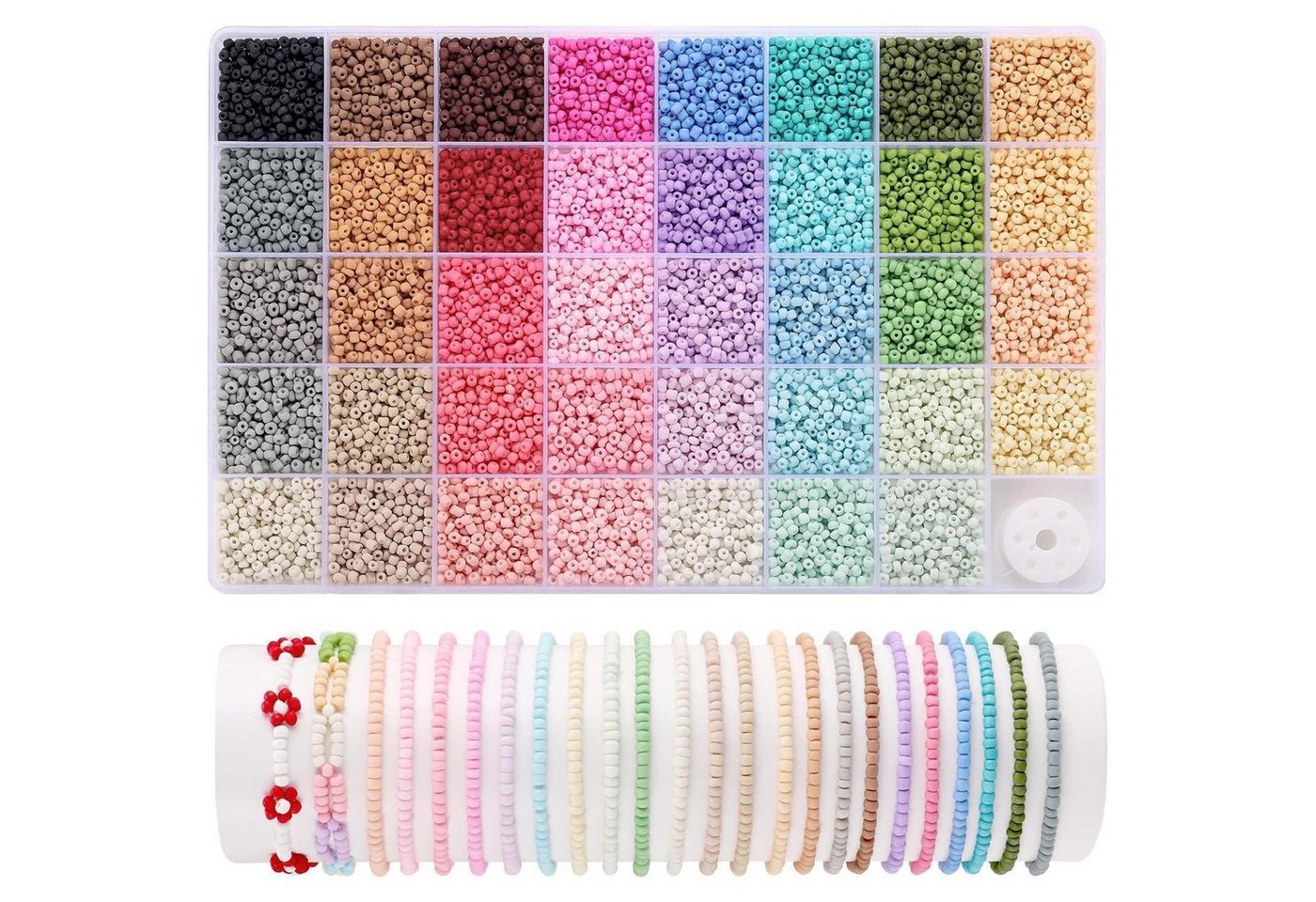 LuxusKollektion Bastelperlen Perlen 3mm 9600 Stück 39 Farben Armbänder Bastelset Matte Farbe Bild 3