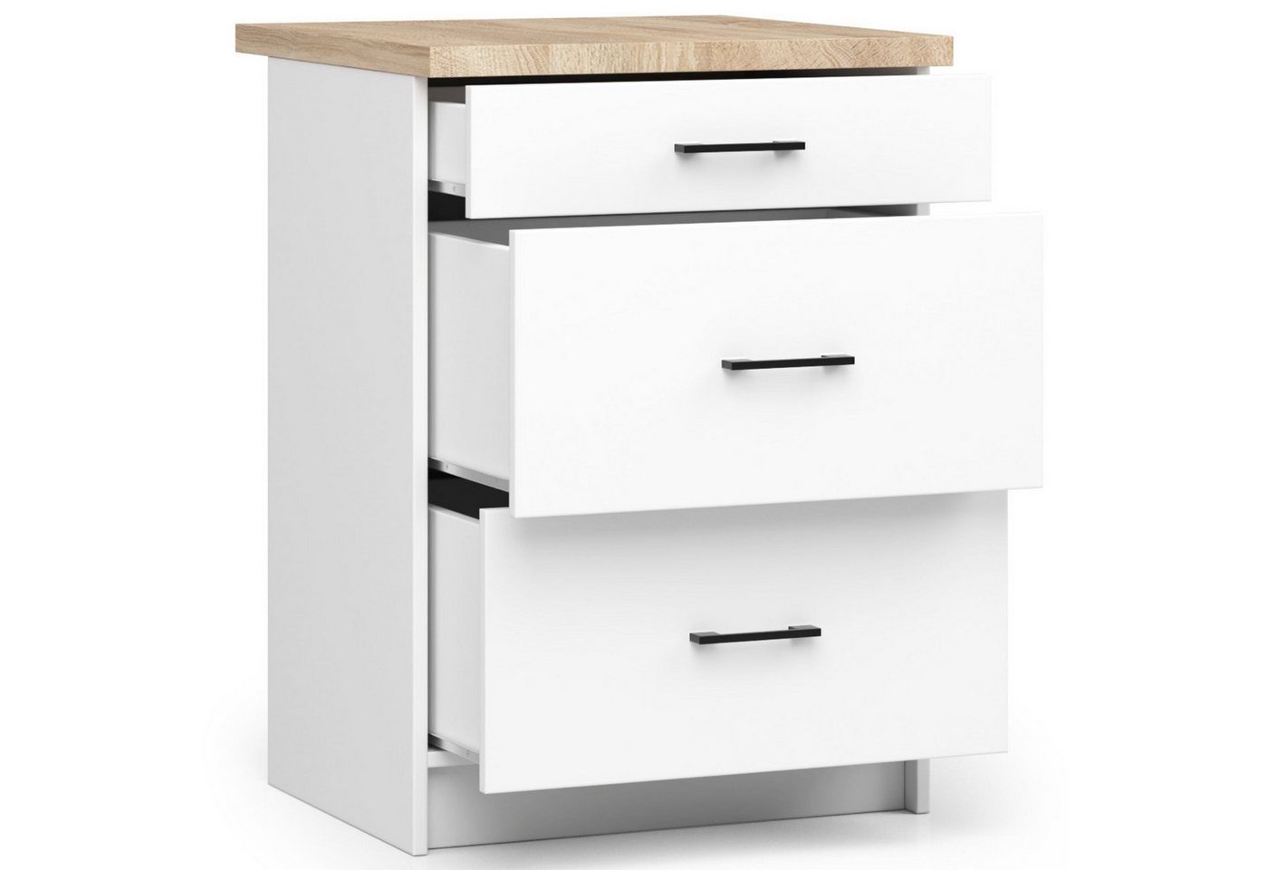 Raumhirsch Furniture Unterschrank Moderner Küchenunterschrank 3 Schubladen Küchenmodul mit Arbeitsplatte (viele Farbvarianten, Maße 60 x 80 x 46 cm) - Hochwertig & stabil Bild 3